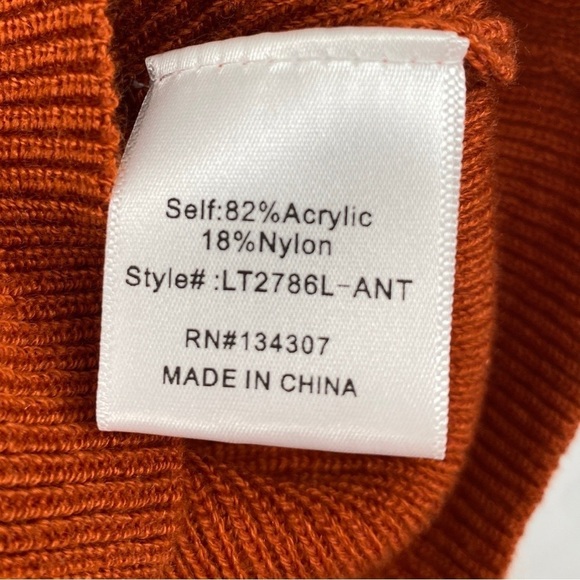 Anthropologie Line & Dot Burnt Orange Lala Ribbed Chevron Sweater Size Large - Picture 6 of 8